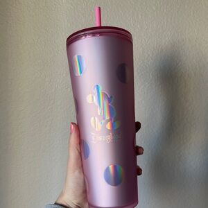 Starbucks Disneyland Pink Iridescent Tumbler with Straw